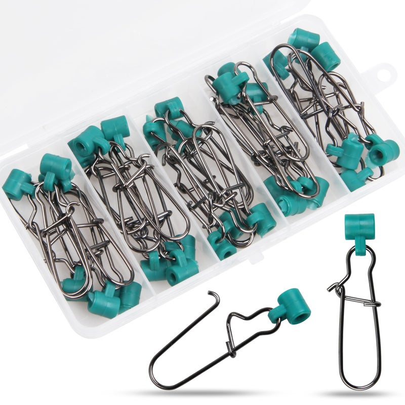 SILANON Fishing Line Sinker Slide High-Strength Braid Line Sinker Slider with Duo-Lock Snap Sinker Weight Connectors Fishing Tackle Box Kit (30pcs) - Image 1